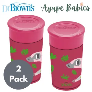 [2-Pack] Dr. Brown's 10OZ/300ML Smooth Wall Cheers 360 Cup (9M ) - Red