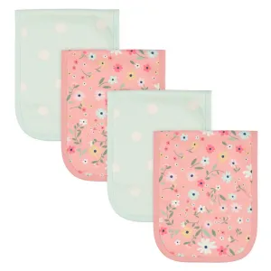 4-Pack Baby Girls Fox Burp Cloths