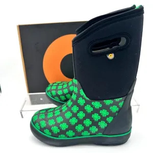 $80 NEW Bogs Kids Classic Waterproof Rain Boot Black/Green 4 Big Kid D94