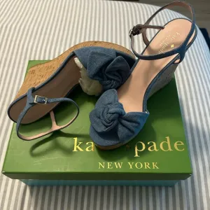 Adorable Kate Spade Janae denim blue Wedge Sandals size 9