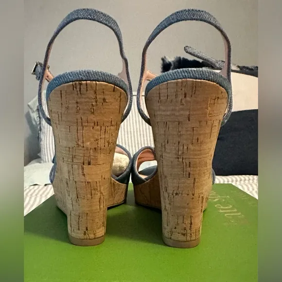 Adorable Kate Spade Janae denim blue Wedge Sandals size 9