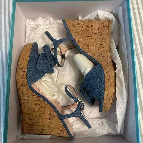 Adorable Kate Spade Janae denim blue Wedge Sandals size 9