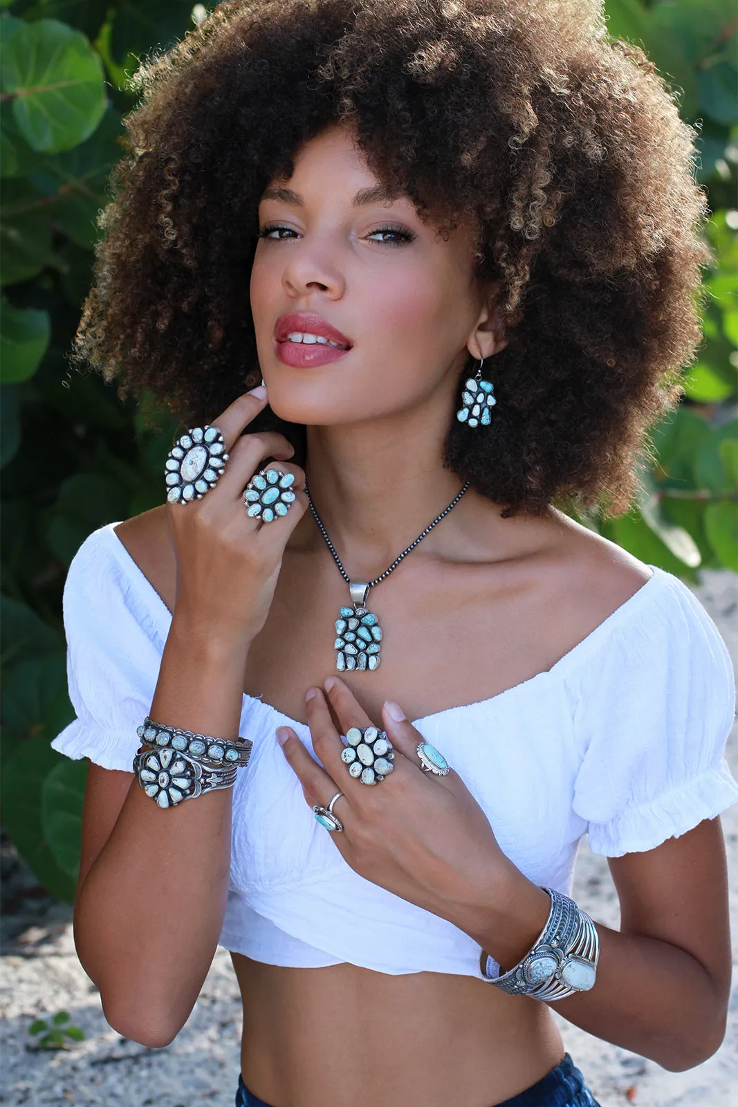Ant Smith Dry Creek White Turquoise Freeform Earrings
