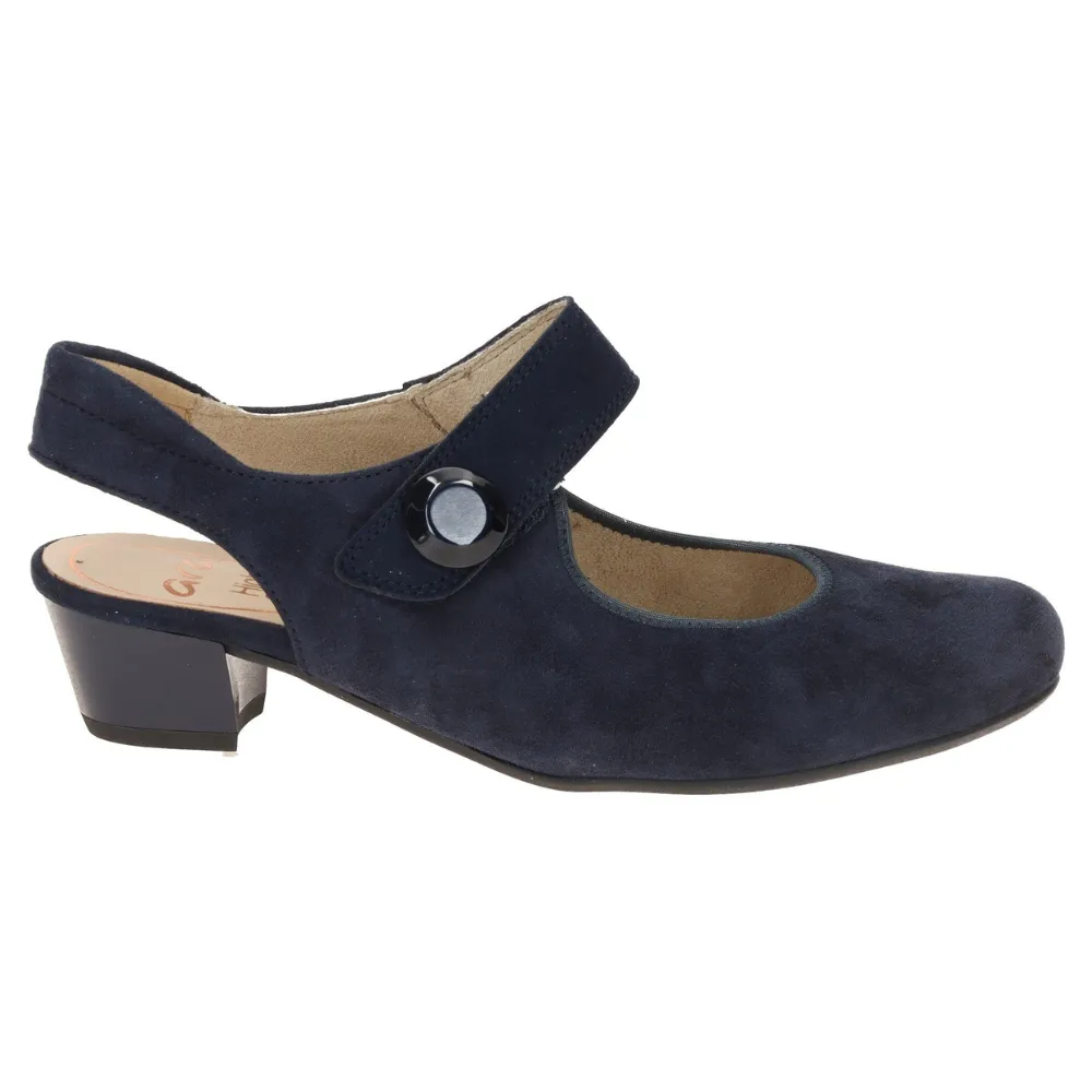 Ara Women's Calico 2 Sling Low Heel Midnight Blue Suede
