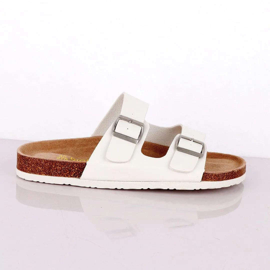 Big Brave 'Birkenstock' Arizona Footbed Double-Strap Sandal Slippers-White