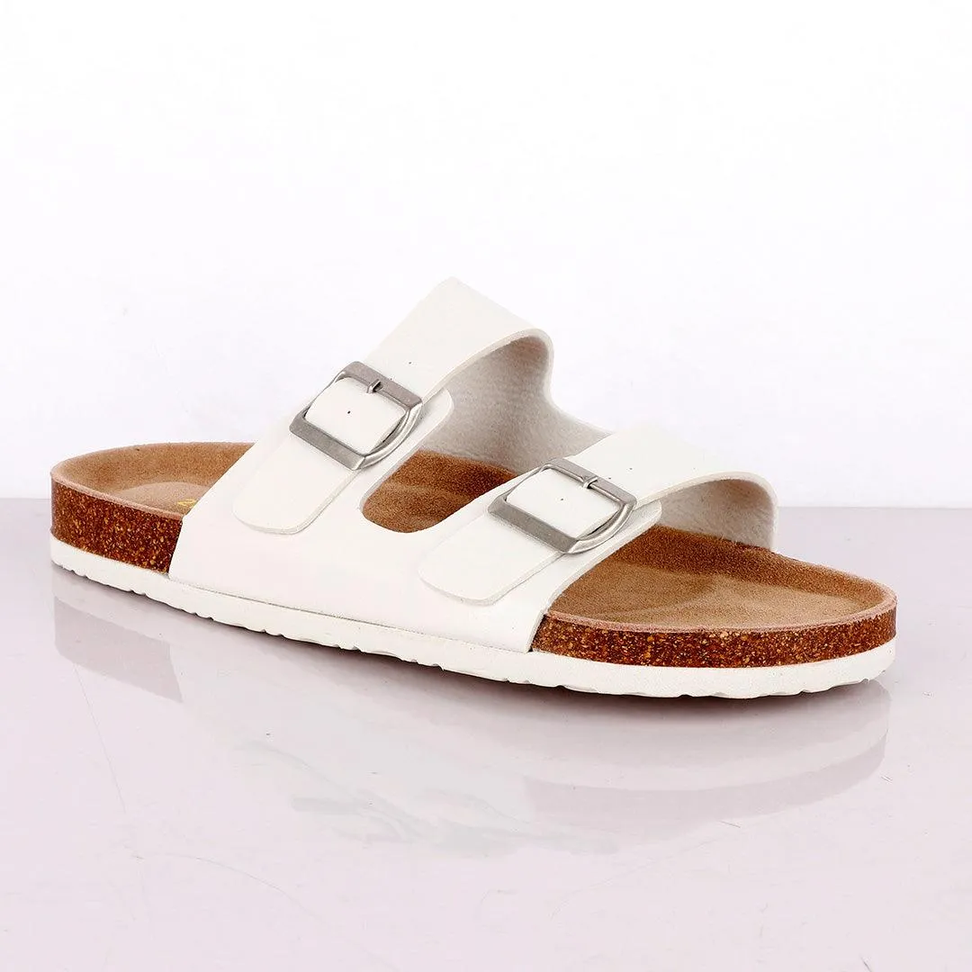 Big Brave 'Birkenstock' Arizona Footbed Double-Strap Sandal Slippers-White