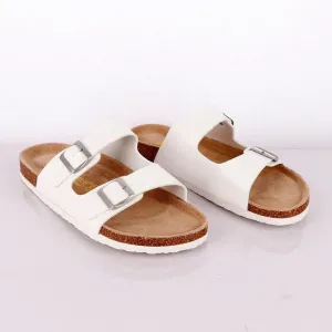 Big Brave 'Birkenstock' Arizona Footbed Double-Strap Sandal Slippers-White