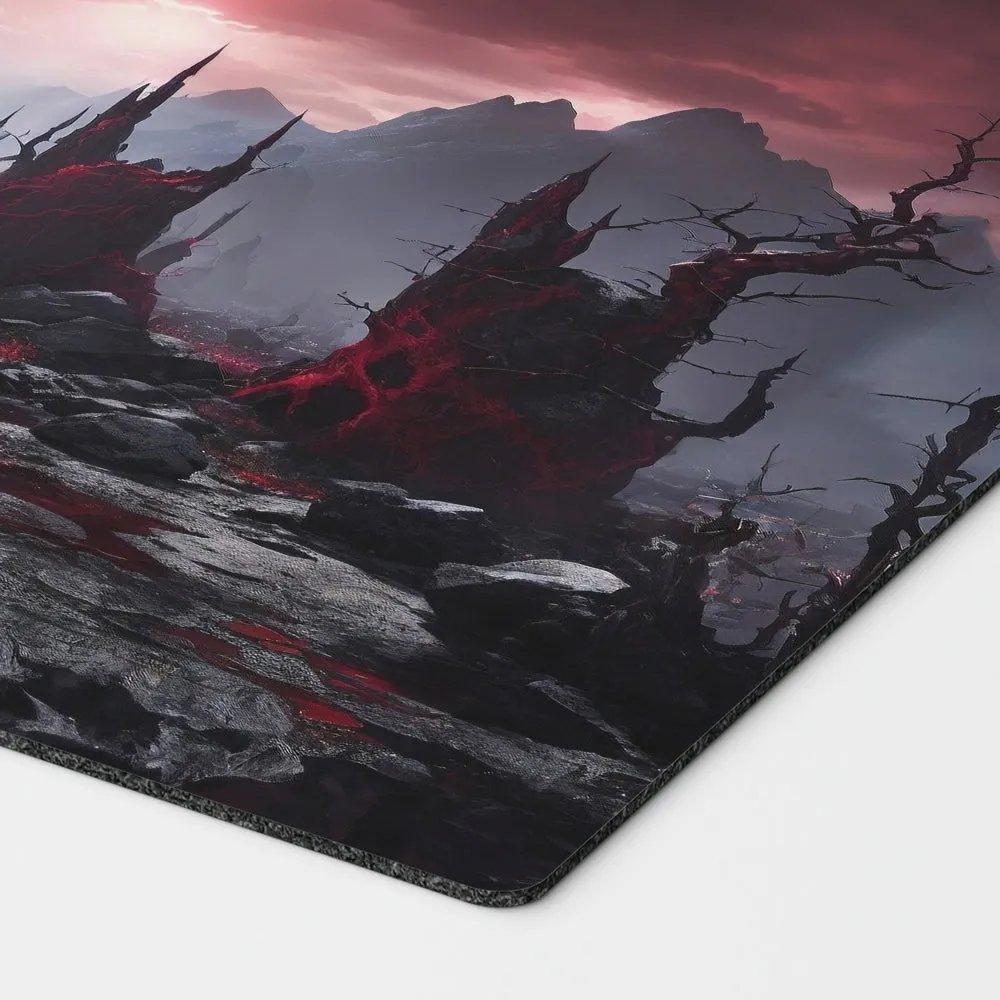 Bloodstained Mire Reimagined Playmat | 24"x14" Rakdos Magic the Gathering MTG
