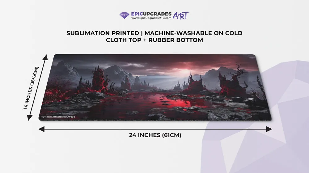 Bloodstained Mire Reimagined Playmat | 24"x14" Rakdos Magic the Gathering MTG
