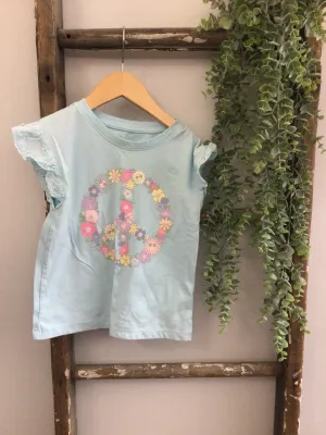 Blue floral peace sign shirt-6