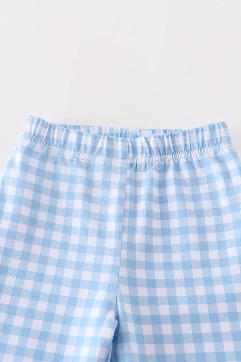 Blue Plaid Boy Pants Set