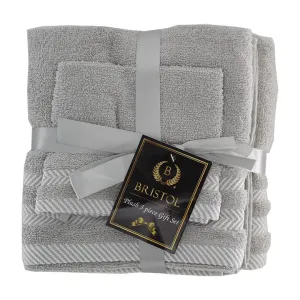 Bristol 100% Cotton Plush Towel Set - 3-Piece Dove Grey
