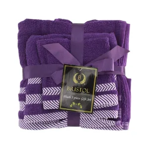 Bristol 100% Cotton Plush Towel Set - 3-Piece Purple