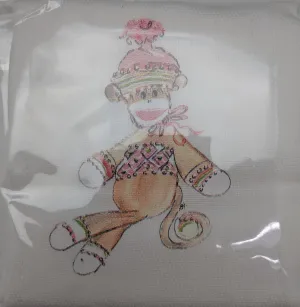 BURP CLOTH - DBB - PINK SOCK MONKEY
