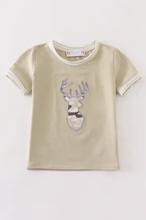 Camouflage deer applique boy top