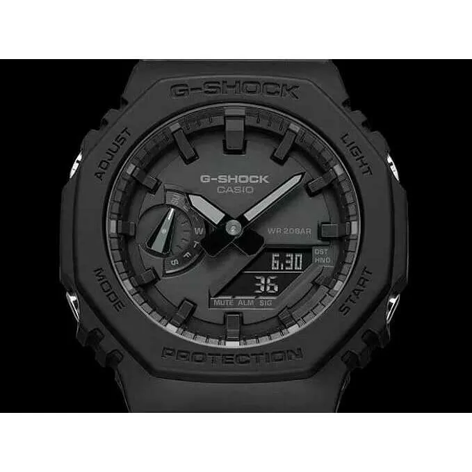 CASIO G-SHOCK CASIOAK CARBON CORE GUARD ANALOG DIGITAL ALL BLACK MEN WATCH GA-2100-1A1