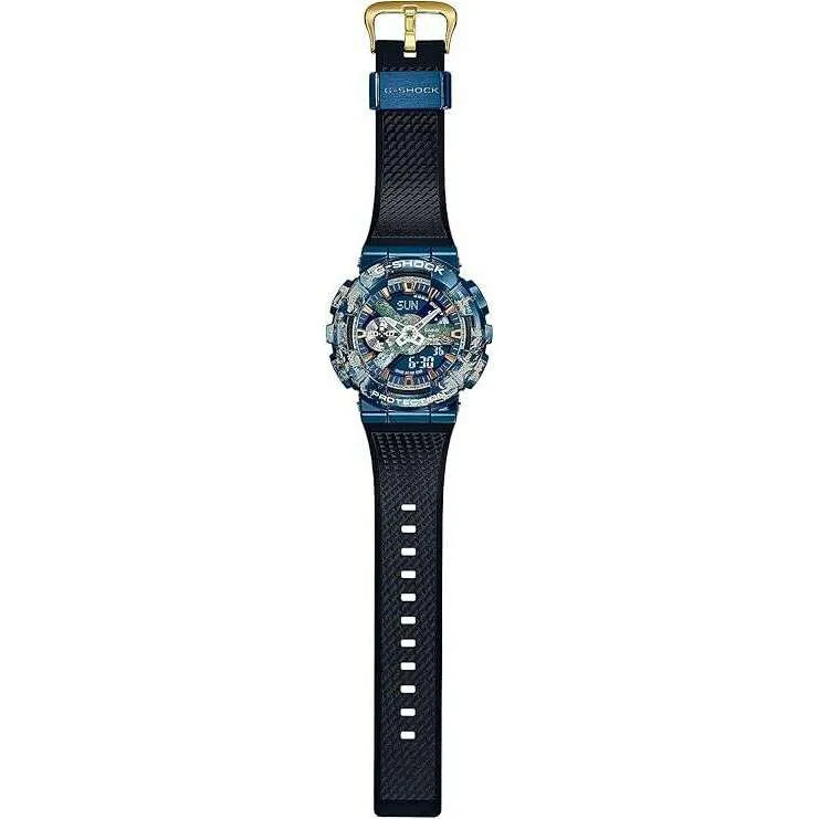 CASIO G-SHOCK EARTHLY MOTIF BLACK & BLUE ANALOG DIGITAL MEN WATCH GM-110EARTH-1AJR