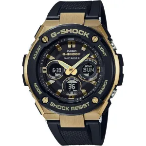 CASIO G-SHOCK G-STEEL RADIO SOLAR ANALOG DIGITAL DIAL BLACK & GOLD MEN WATCH GST-W300G-1A9JF
