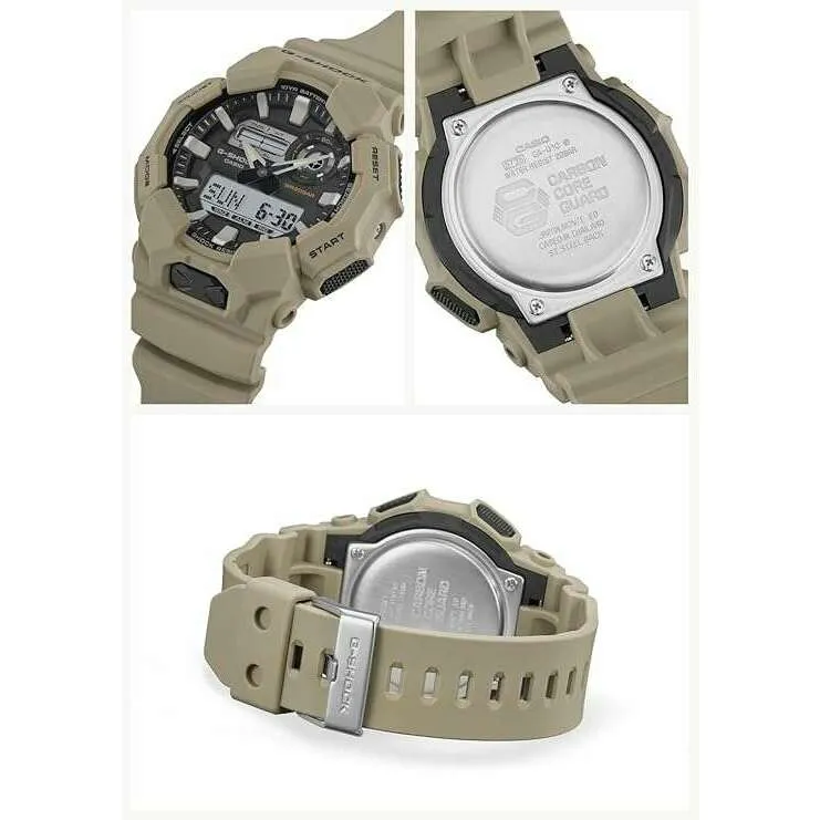 CASIO G-SHOCK LONGLIFE BATTERY DAY-DATE BEIGE RESIN STRAP GREY DIAL MEN WATCH GA-010-5AJF