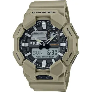 CASIO G-SHOCK LONGLIFE BATTERY DAY-DATE BEIGE RESIN STRAP GREY DIAL MEN WATCH GA-010-5AJF