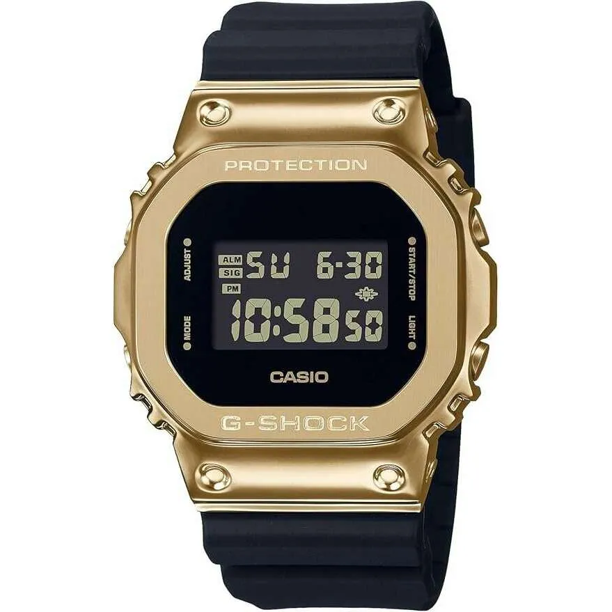 CASIO G-SHOCK METAL COVERED DAY-DATE DIGITAL BLACK & GOLD MEN WATCH GM-5600G-9JF