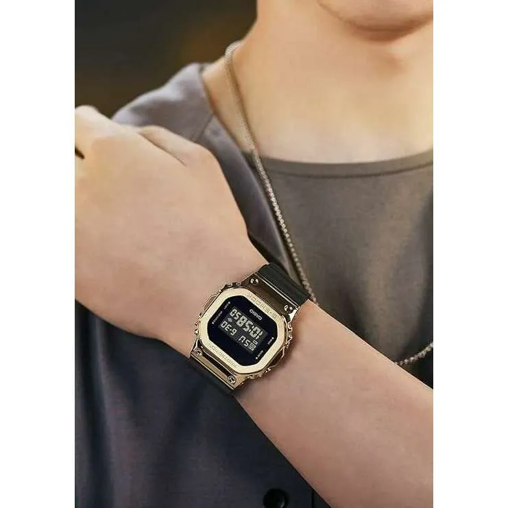 CASIO G-SHOCK METAL COVERED DAY-DATE DIGITAL BLACK & GOLD MEN WATCH GM-5600G-9JF