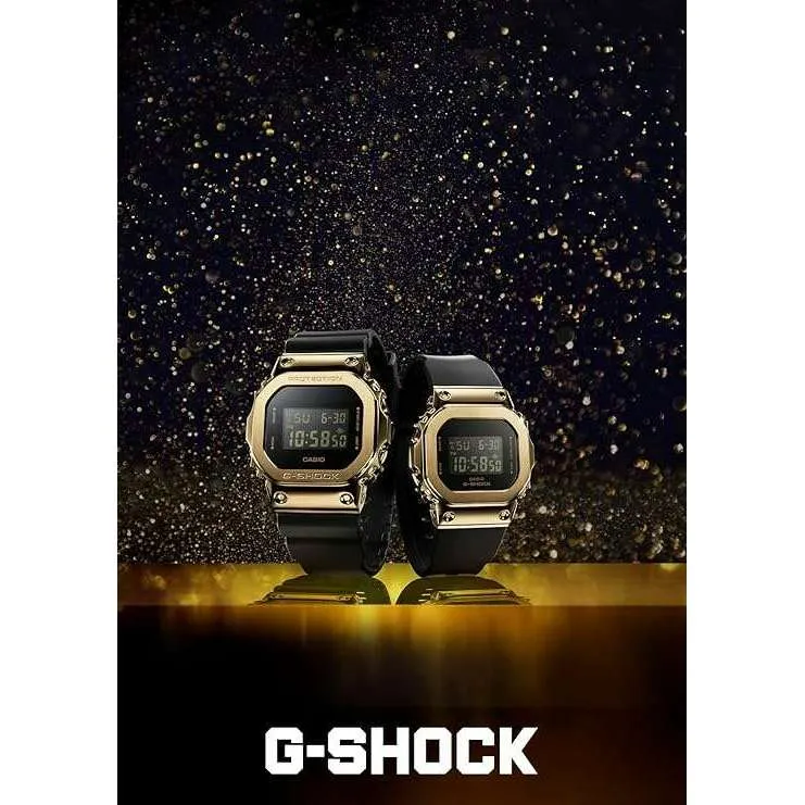 CASIO G-SHOCK METAL COVERED DAY-DATE DIGITAL BLACK & GOLD MEN WATCH GM-5600G-9JF