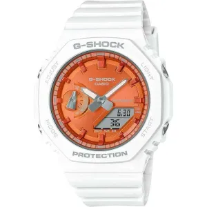 CASIO G-SHOCK PRECIOUS HEART SELECTION MID-SIZE MODEL WHITE & ORANGE LADIES WATCH GMA-S2100WS-7AJF