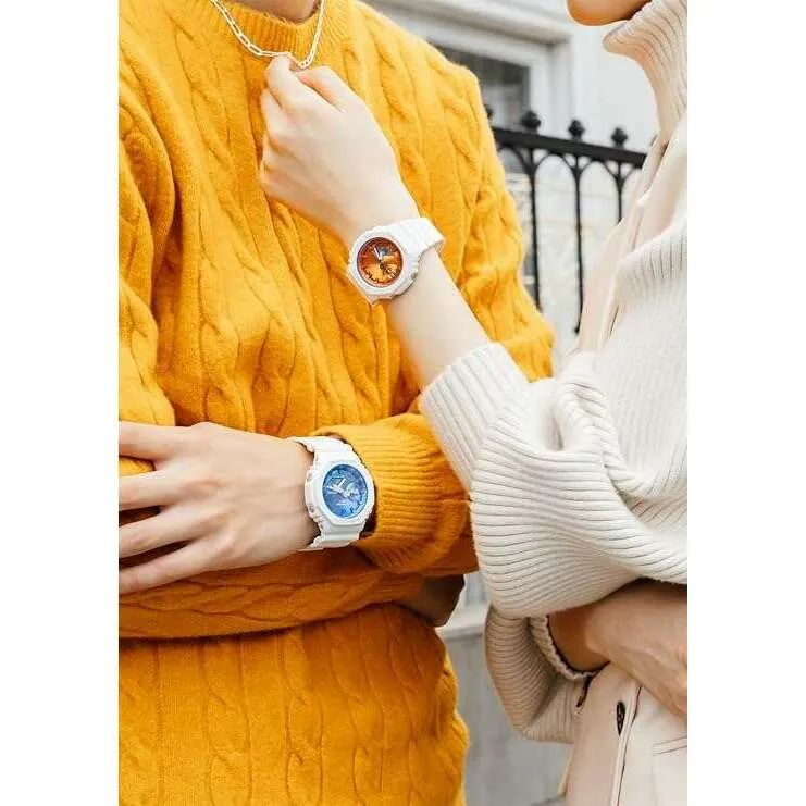 CASIO G-SHOCK PRECIOUS HEART SELECTION MID-SIZE MODEL WHITE & ORANGE LADIES WATCH GMA-S2100WS-7AJF
