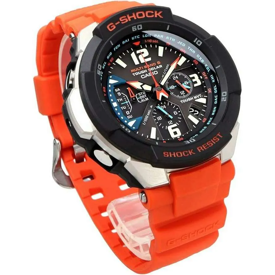 CASIO G-SHOCK SKY COCKPIT RADIO SOLAR ANALOG DIGITAL ORANGE MEN WATCH GW-3000M-4A