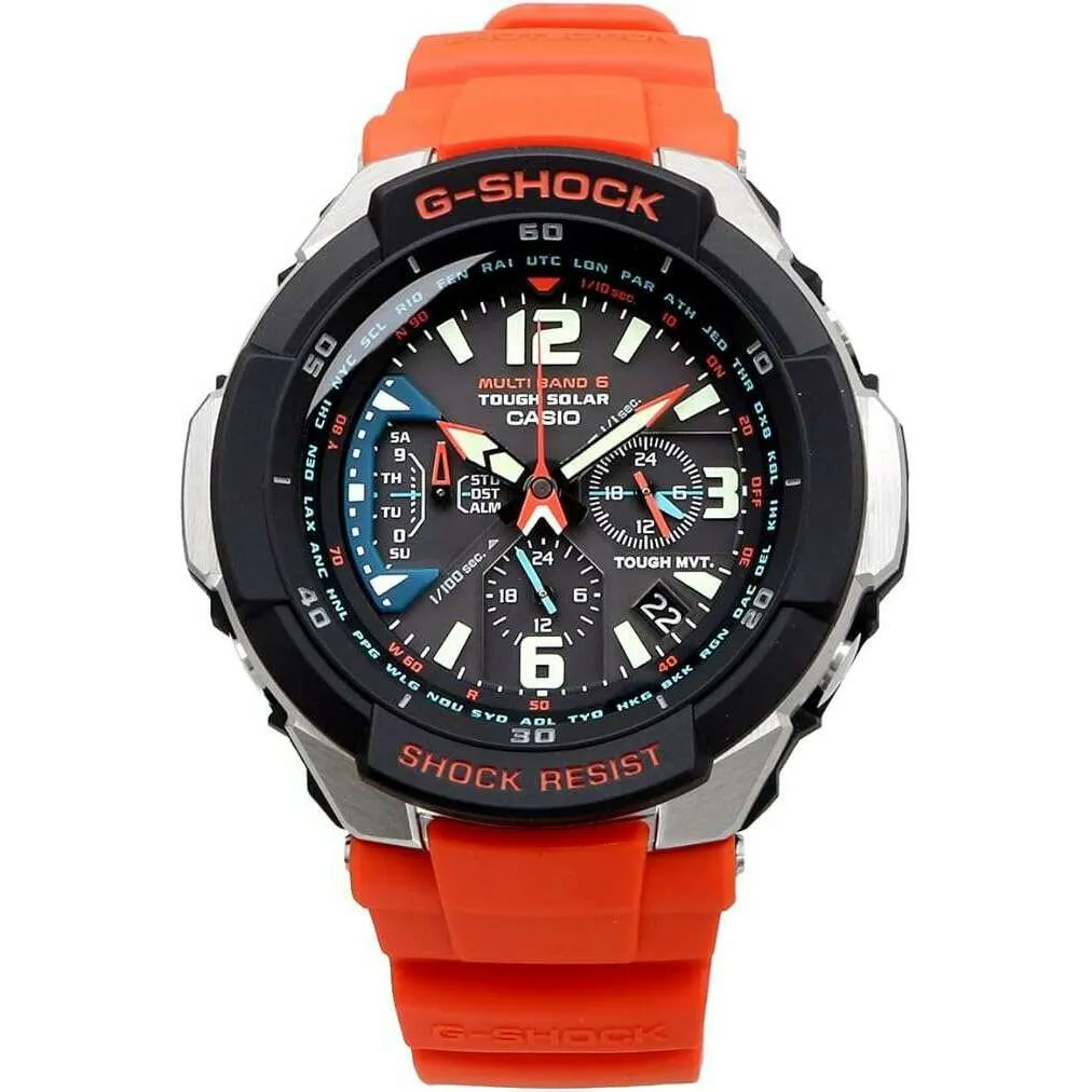 CASIO G-SHOCK SKY COCKPIT RADIO SOLAR ANALOG DIGITAL ORANGE MEN WATCH GW-3000M-4A