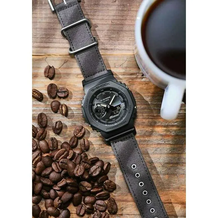 CASIO G-SHOCK WEB-EXCLUSIVE BLUETOOTH FABRIC STRAP DARK BROWN MEN WATCH GA-B2100CT-1A5JF