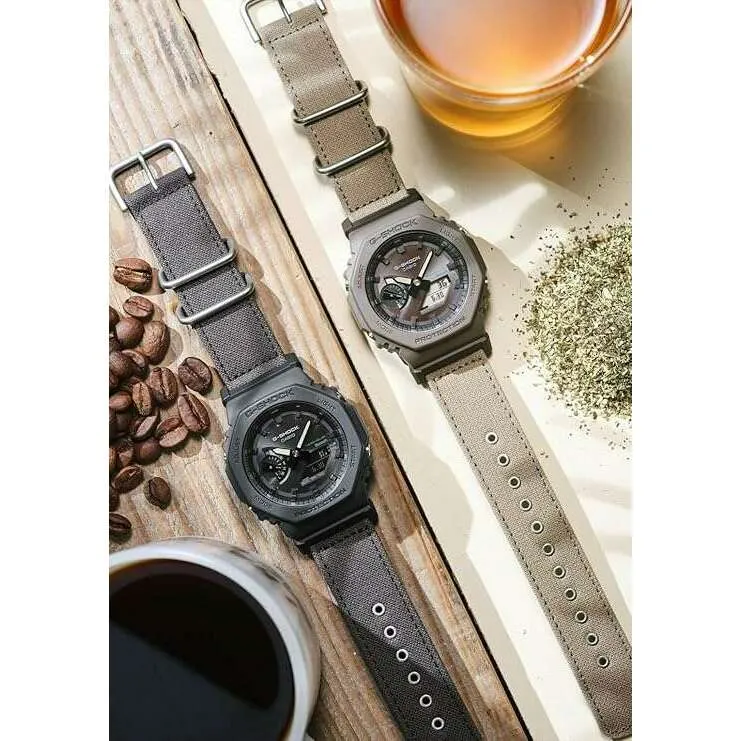 CASIO G-SHOCK WEB-EXCLUSIVE BLUETOOTH FABRIC STRAP DARK BROWN MEN WATCH GA-B2100CT-1A5JF