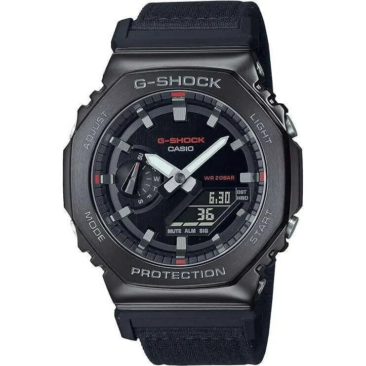 CASIO G-SHOCK WEB-EXCLUSIVE METAL COVERED BLACK FABRIC STRAP MEN WATCH GM-2100CB-1AJF