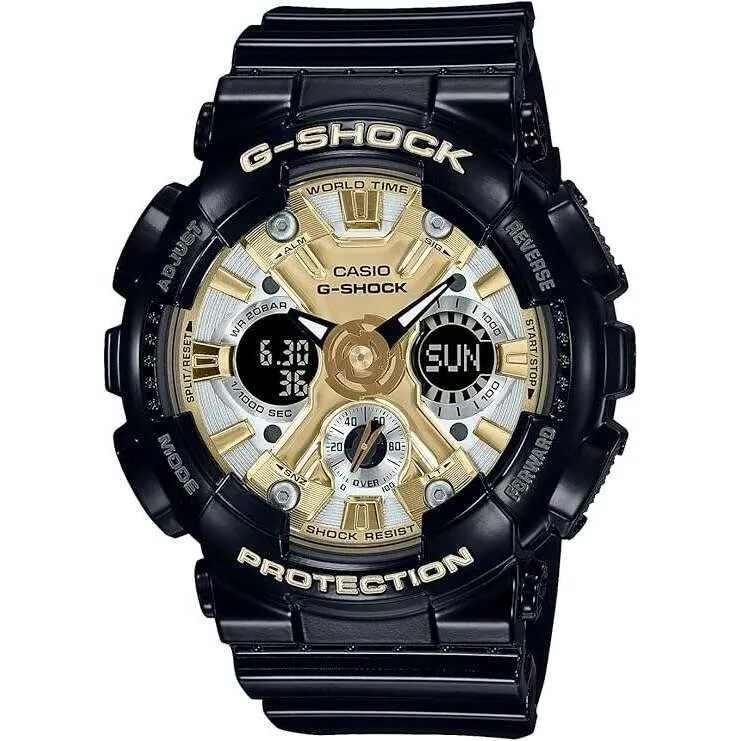 CASIO G-SHOCK WEB-EXCLUSIVE MID-SIZE MODEL BLACK & GOLD LADIES WATCH GMA-S120GB-1AJF