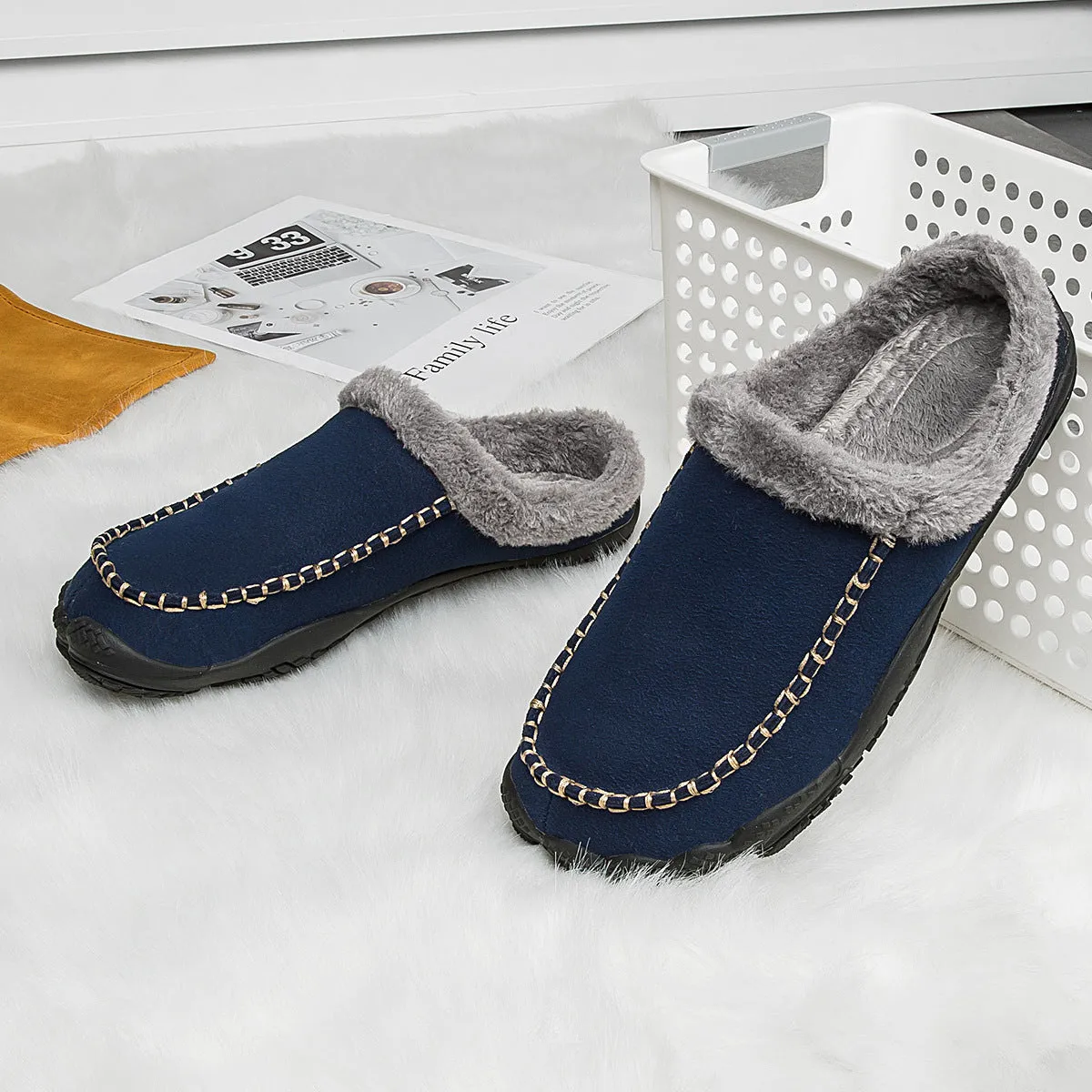 Couple Indoor Leisure Non-slip Home Warm Floor Woolen Slipper