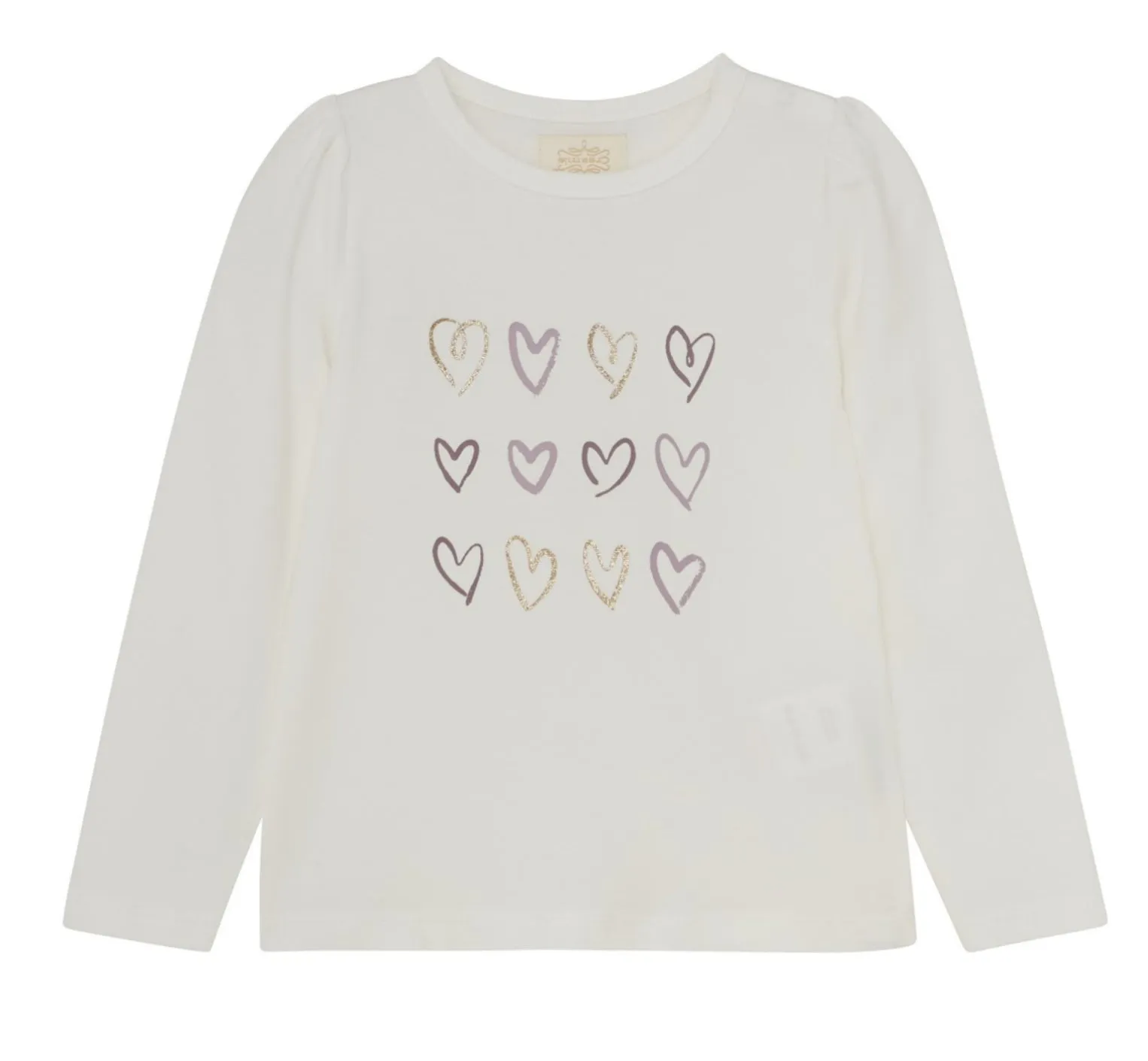 Creamie Girls Purple & Gold Hearts Long Sleeved Shirt: Size 2 to 6 Years