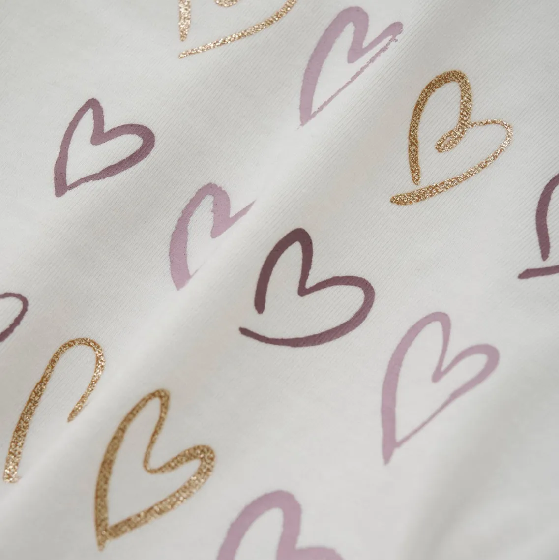 Creamie Girls Purple & Gold Hearts Long Sleeved Shirt: Size 2 to 6 Years