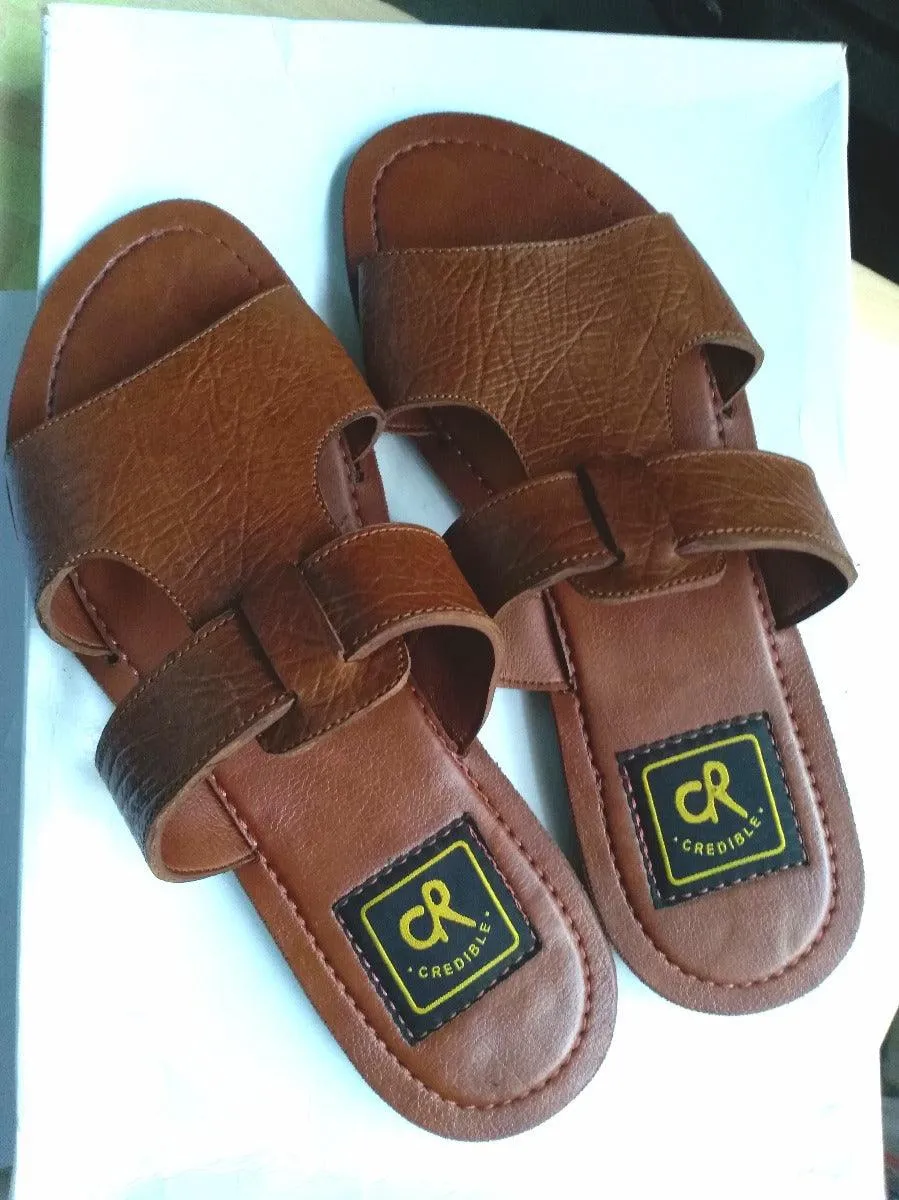 Credible Tan Leather Fashion Handmade Slippers
