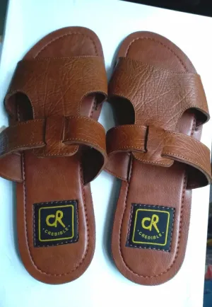Credible Tan Leather Fashion Handmade Slippers
