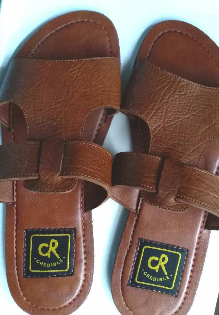 Credible Tan Leather Fashion Handmade Slippers