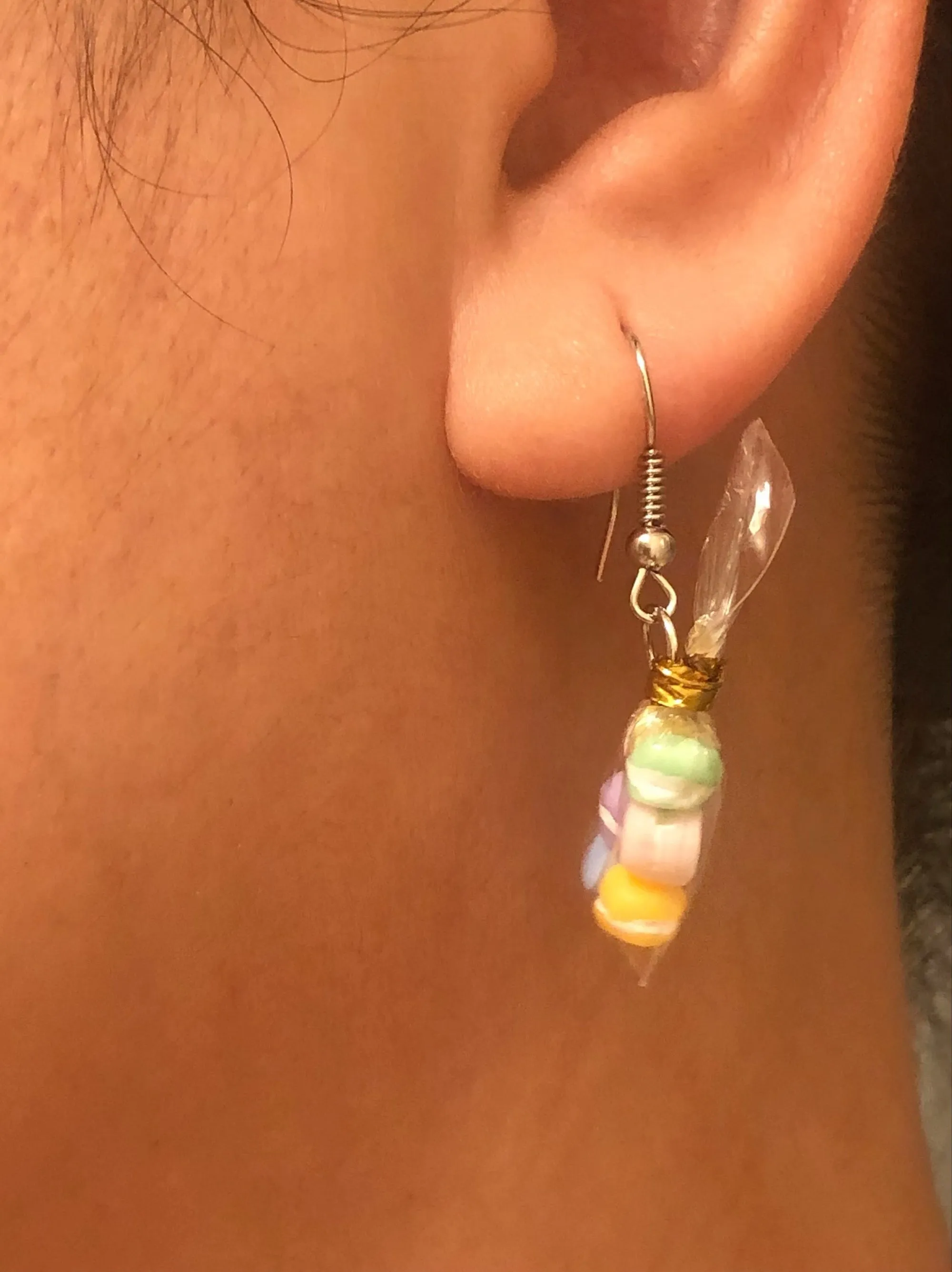 Cute Miniature Macarons In A Bag earrings - macaron earrings - dessert earring - nickel free