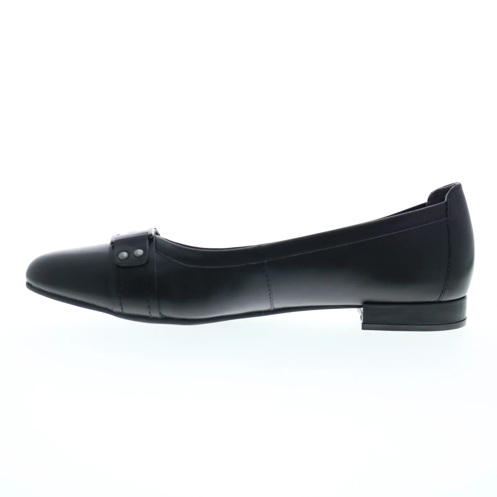 David Tate Feisty Womens Black Leather Slip On Ballet Flats Shoes