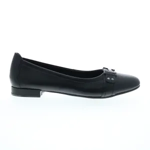 David Tate Feisty Womens Black Leather Slip On Ballet Flats Shoes