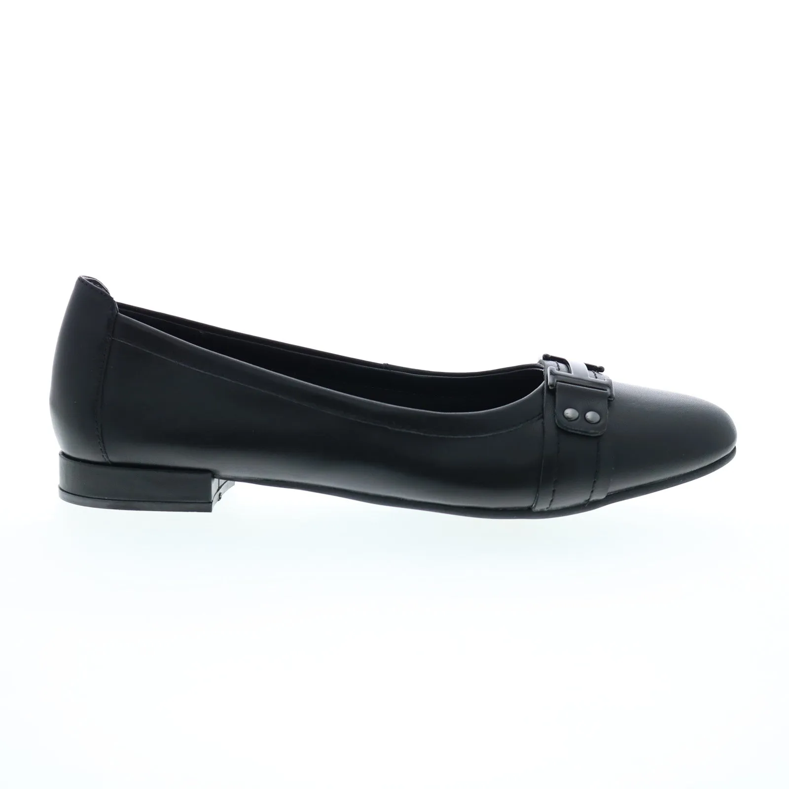 David Tate Feisty Womens Black Leather Slip On Ballet Flats Shoes