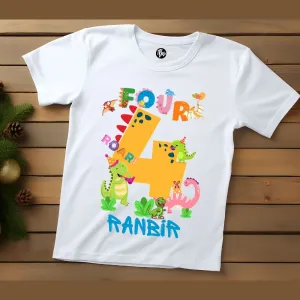 Dino Theme 4th Birthday T-Shirt