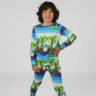 Dinosaurs Long Sleeve Shirt in Blue Atoll - 2 Left Size 7-8 & 9-10 years