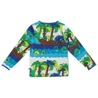 Dinosaurs Long Sleeve Shirt in Blue Atoll - 2 Left Size 7-8 & 9-10 years