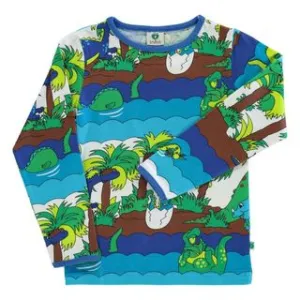 Dinosaurs Long Sleeve Shirt in Blue Atoll - 2 Left Size 7-8 & 9-10 years