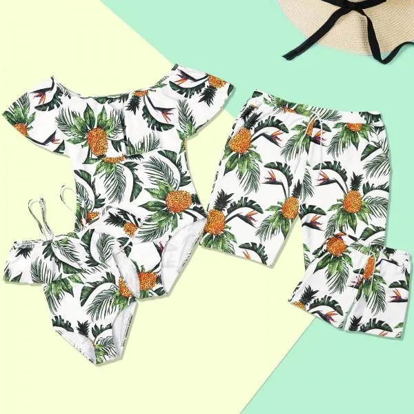 Family Matching Swimsuit Queen Princess Swimwear  Beachwear Mommy and me Swimsuit Beach Shorts For Kids Men